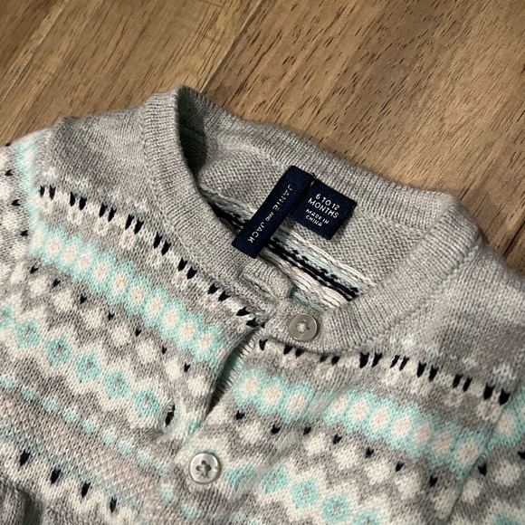 Baby 6-12 month Janie and Jack button sweater with fur cuff - Picture 4 of 4